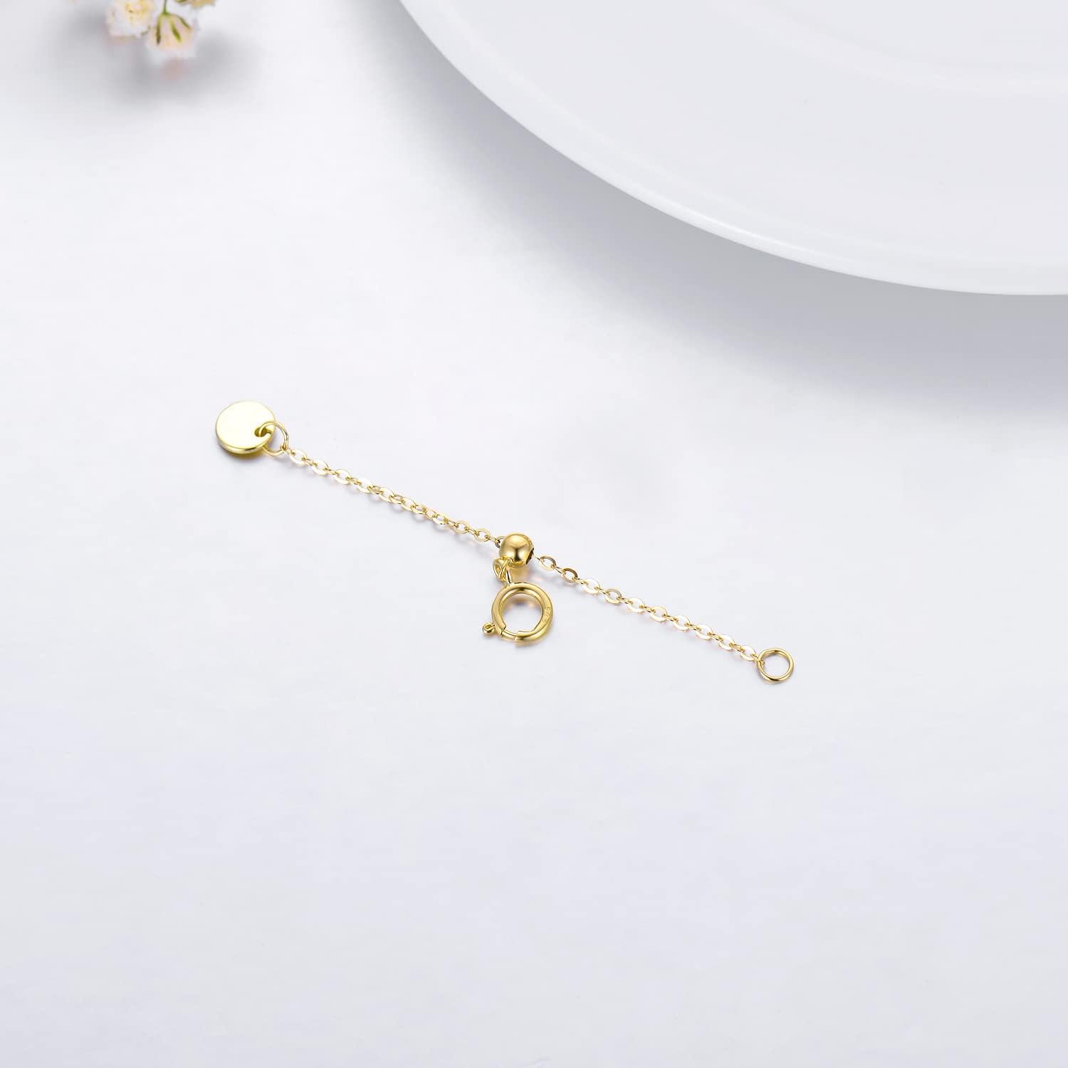 10k 14k Real Gold 1'/1.5'/2'/2.5'/3'/4'/5' Necklace Extender, Necklace Bracelet Extender Chain, Durable Gold Extender Chain, Adjustable Extension Chain for Necklace Bracelet Anklet