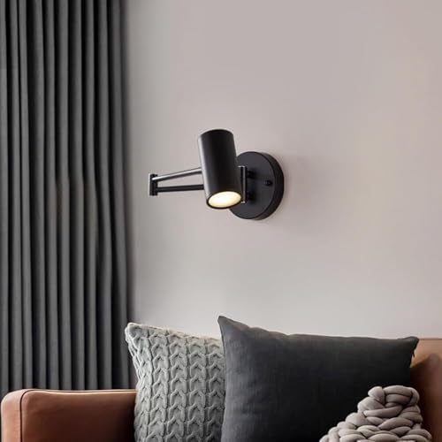 Dimmable Nordic Industrial Swing Arm Wall Light - 3-Color Modern Reading Lamp for Bedroom, Living Room & Study - Stylish Indoor Wall Sconce Spotlight