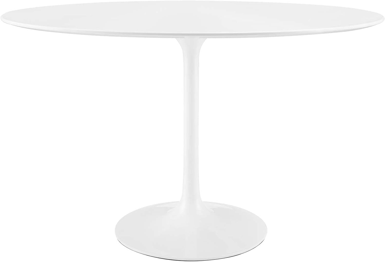 Modway Lippa 48' Mid-Century Modern Dining Table with Oval Top and Pedestal Base in White
