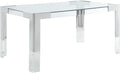 Meridian Furniture Casper Collection Modern | Contemporary Stainless Steel & Acrylic Glass Top Dining Table, 60' W x 36' D x 29.5' H, Chrome