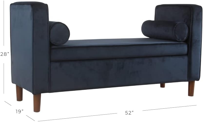 Homepop Home Decor | Upholstered Modern Storage Ottoman Bench with Pillows | Ottoman Bench with Storage for Living Room & Bedroom | Decorative Home Furniture (Navy)