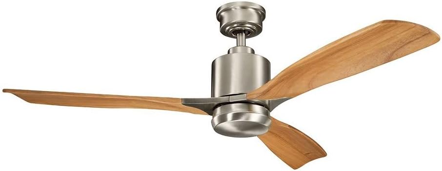 Kichler Ridley II 52 in Ceiling Fan with Light, 3-Blade LED Indoor Modern Mid-Century Fan in Antique Pewter with Weathered White Walnut Blades, Dimmable 3000K Light, 300027AP
