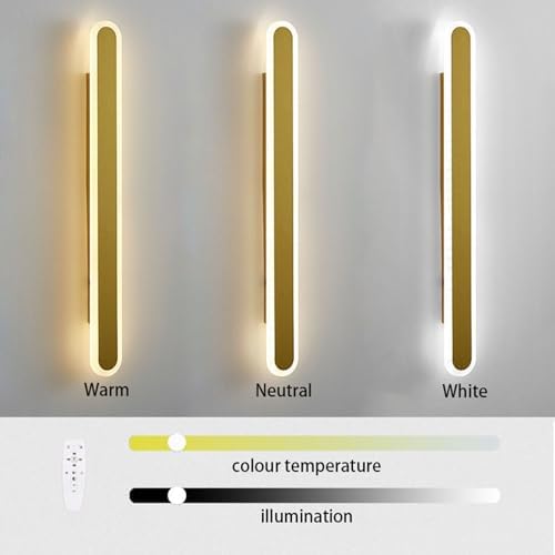 Dimmable LED Wall Light with Remote, Modern Aluminum Long Oval Sconce, 3000K-6500K Adjustable Brightness, Ideal for Bedroom, Corridor, Reading & Bedside Lighting