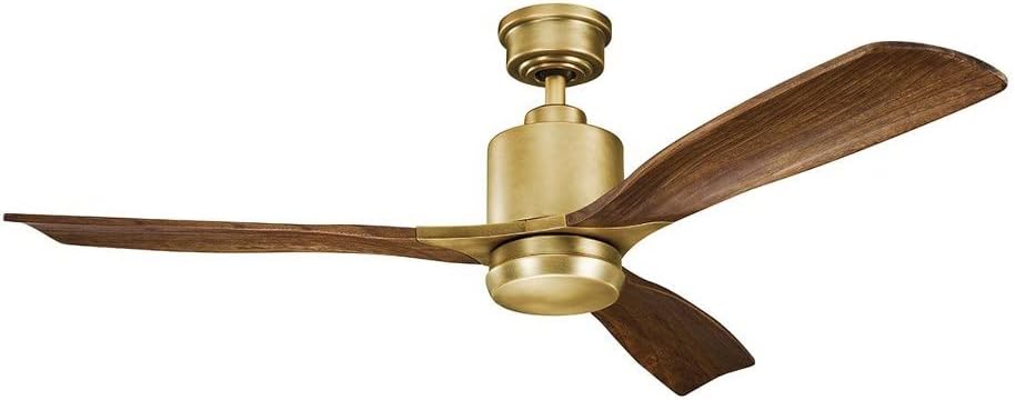 Kichler Ridley II 52 in Ceiling Fan with Light, 3-Blade LED Indoor Modern Mid-Century Fan in Antique Pewter with Weathered White Walnut Blades, Dimmable 3000K Light, 300027AP