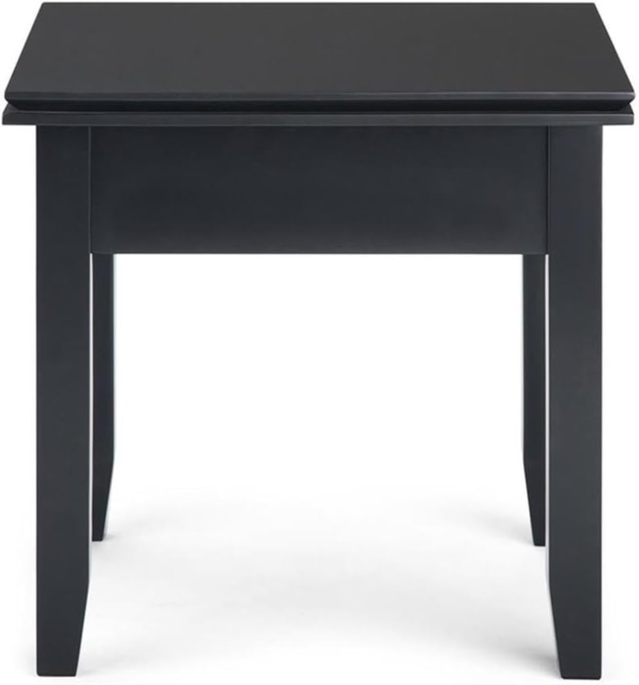 SIMPLIHOME Artisan SOLID WOOD 21 inch Wide Square Transitional End Side Table in Black for the Living Room and Bedroom