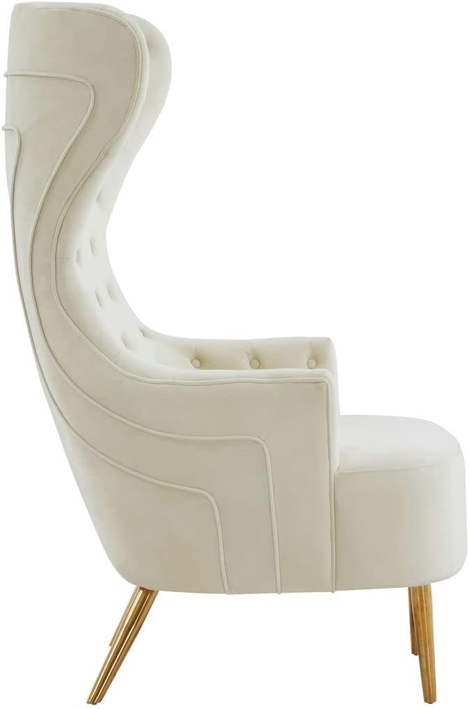 Jezebel Cream Velvet Wingback Chair