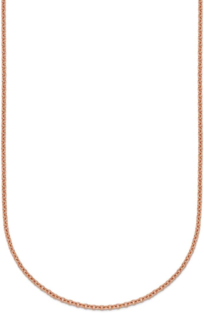 JewelryWeb 14k Rose Gold 1.5mm Cable Chain Necklace 20 Inch Chain Necklace for Women and Men