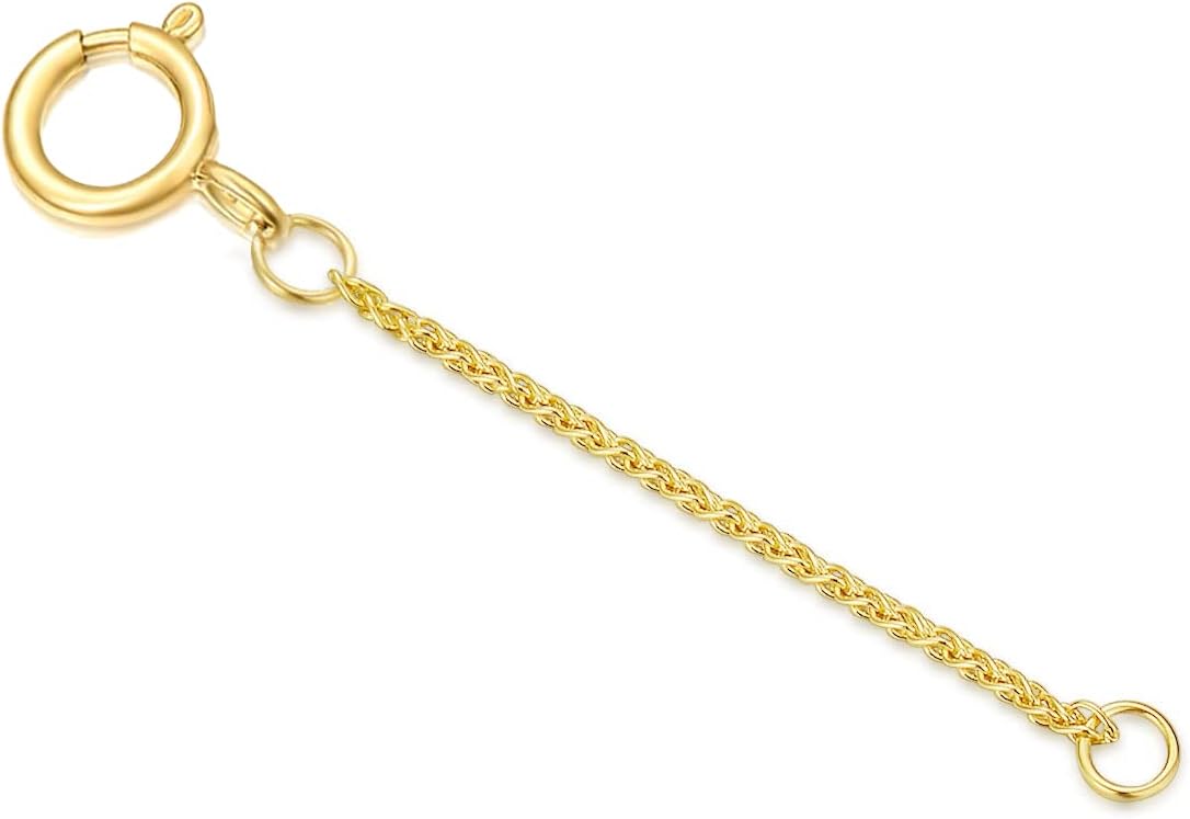 10k Real Gold 1'/1.5'/2'/3'/4' Necklace Extender Chain, Durable Strong Removable Gold Chain Extender, 10k Gold Adjustable Extension Chain for Necklace Bracelet Anklet