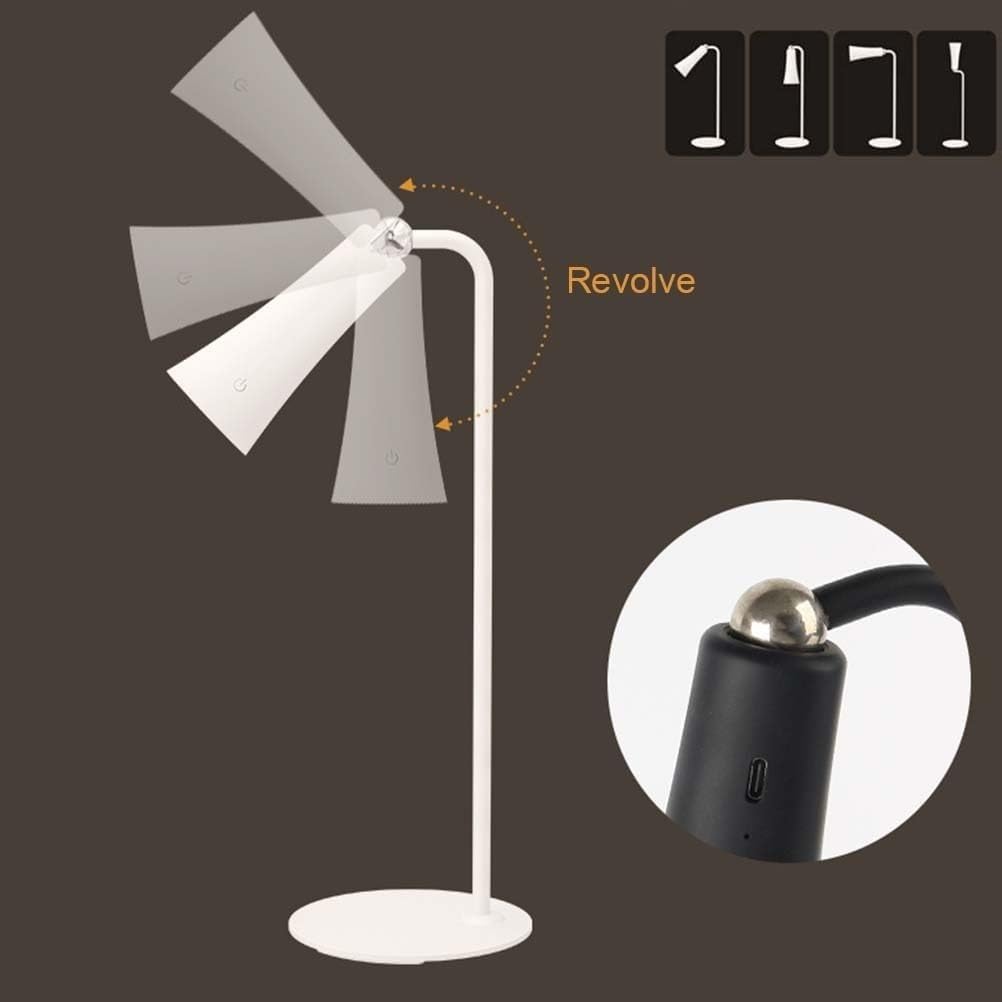 Rechargeable Led 3w Indoor Table Lamp Trumpetshaped Spotlight Magnetic Adjustable No Power Cord Bedroom Study(Black)