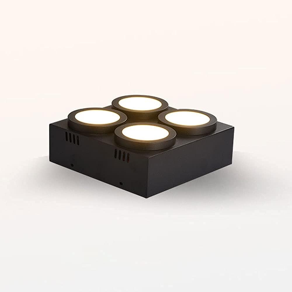 Spotlight 4 Way Led Ceiling Spotlight, Indoor Surface Mounted Downlight, Kitchen Island Square Plate Ceiling Light Fixture, Living Room Dining Room Bedroom Ceiling Spot Lights/White-4000K