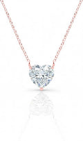 Aone Jewelry 3 Ct Heart Shape Moissanite Solitaire Pendant Necklace for Women, EF-VS1 Clarity, 14K Gold Over 925 Sterling Silver with Silver Cable Chain, Rose, White & Yellow Gold