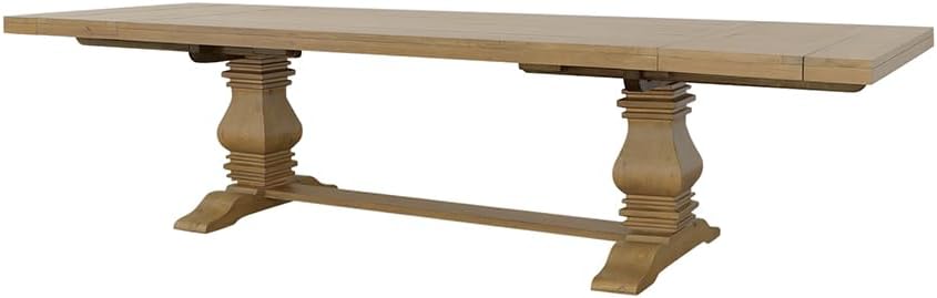 Coaster Home Furnishings - Florence - Pine Wood - Farmhouse Rectangular Dining Table with 2 Removable Leaves and Double Pedestal Base - Dining Room & Kitchen - 126 Inch - Rustic Honey - 180201