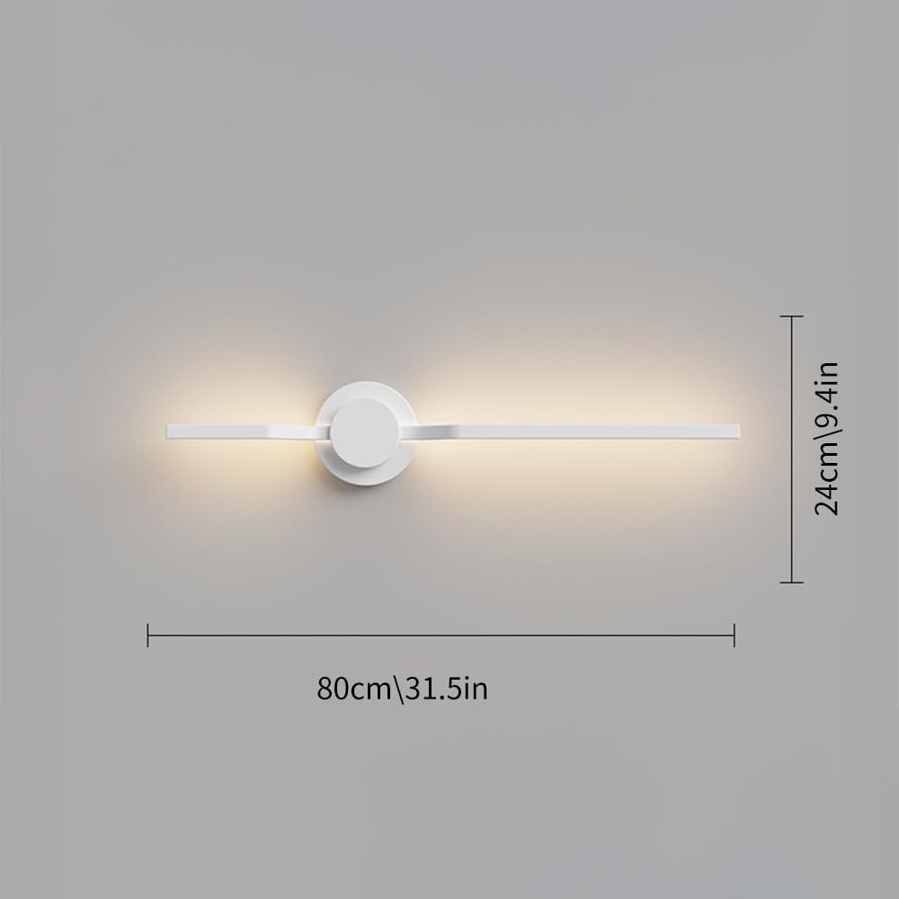 Modern Linear LED Wall Light, Geometric Long Strip Wall Lighting Fixtures, Dimmable Ultra-Thin Metal Wall Sconces with Remote, Indoor Decorative Wall Amp for Bedroom Bedside