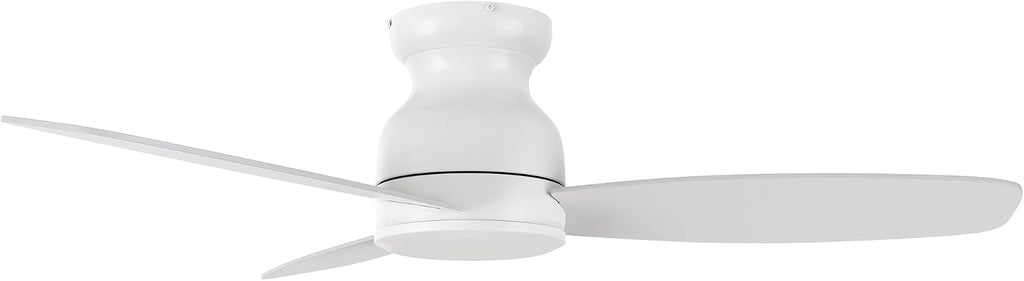 Carro 48 Inch Flush Mount Ceiling Fan without Lights, Ceiling Fan with Remote Low Profile White, 10-Speed Reversible DC Motor, 3 Dual Finish Blades, Indoor for Bedroom