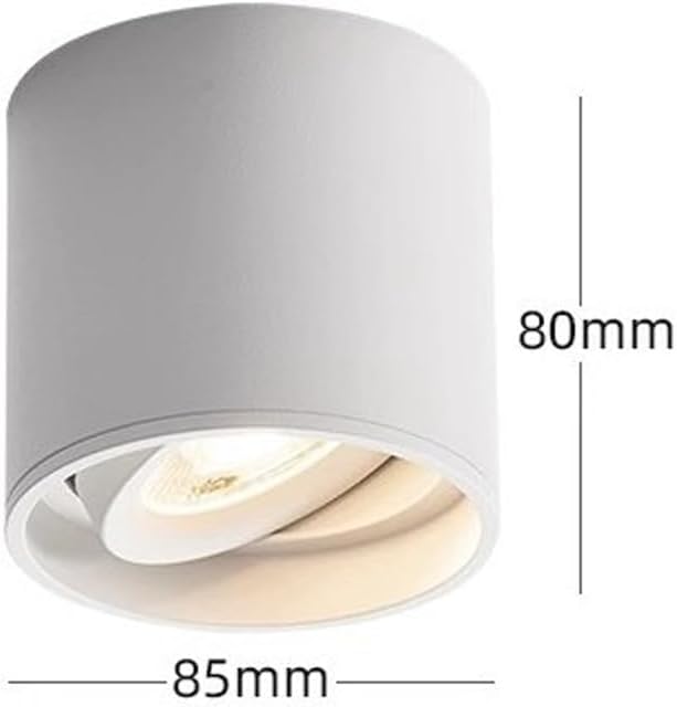 12 W Led Ceiling Spotlight, Indoor Spotlight,30° Adjustable Ceiling Downlight Wall Lamp, Aluminum Cylindl Spot Light for Kitchen Hallway Bedroom Dining Room Office Corridor 3000 K Wh (White/White/Neut