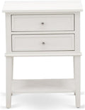 East West Furniture VL-0C-ET Valencia Modern End Table - Rectangle Night Stand with 2 Drawers for Bedroom, 16x22 Inch Inch, Wirebrushed Buttercream