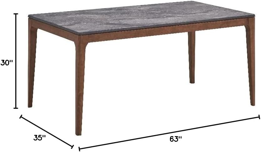 Acme Furniture Bevis Rectangular Wood Dining Table in Stone/Walnut