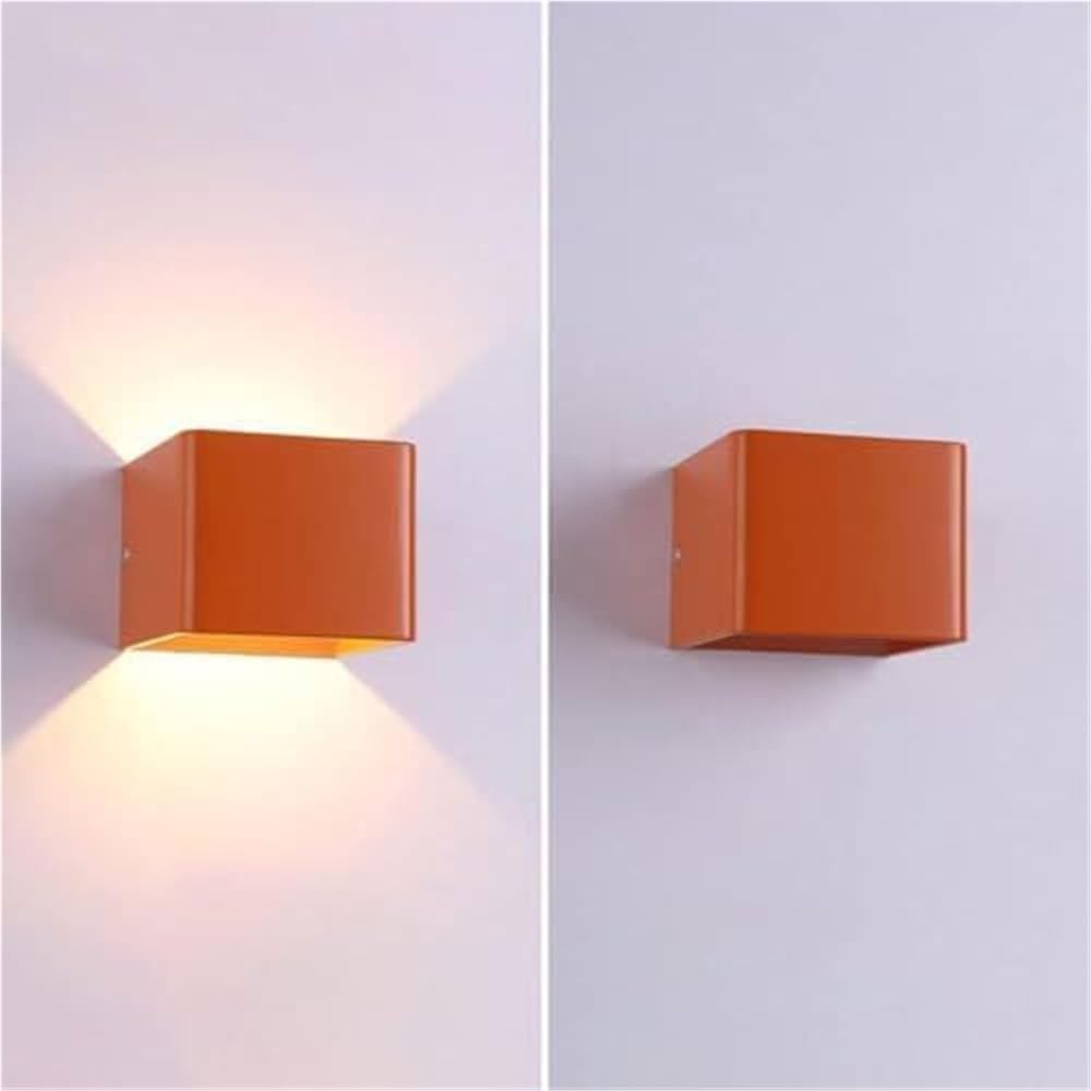 Wall Sconce Modern Up Down Indoor Spotlight Energy Efficient Lamp Stylish Lighting Fixture Decorative Ambient Accent for Living Room Bedroom Hallway Home Use(Orange-3000k)