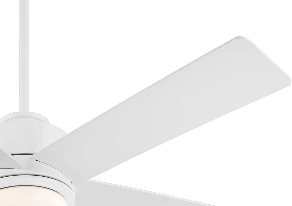 Casa Vieja 52' Grand Palm Modern Indoor Outdoor Ceiling Fan 5 Blade LED Light Remote Control Matte White Finish Wood Blades Bedroom Patio Living Room Kitchen Porch Damp Rated Decorative Dimmable