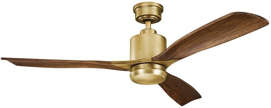 Kichler Ridley II 52 in Ceiling Fan with Light, 3-Blade LED Indoor Modern Mid-Century Fan in Antique Pewter with Weathered White Walnut Blades, Dimmable 3000K Light, 300027AP