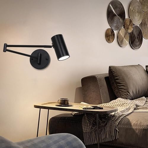 Nordic Industrial Dimmable Swing Arm Wall Light - 3-Color Reading Lamp for Bedroom, Living Room & Study - Modern Indoor Wall Sconce for Stylish Lighting