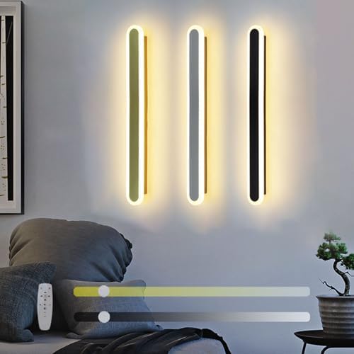 Dimmable LED Wall Light with Remote, Modern Aluminum Long Oval Sconce, 3000K-6500K Adjustable Brightness, Ideal for Bedroom, Corridor, Reading & Bedside Lighting