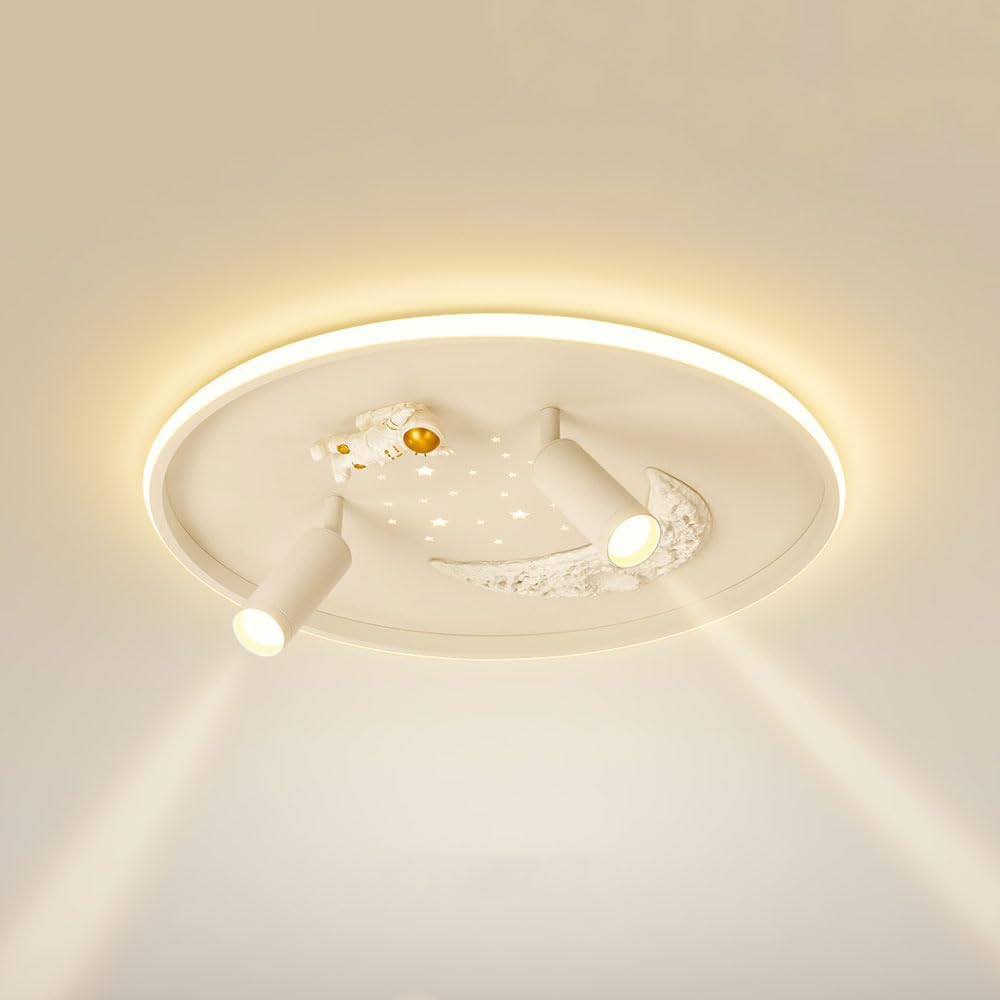 Astronaut Ceiling Light with Adjustable Angle Spotlight, Dimmable LED Ceiling Lamp with Remote Control, Indoor Accent Lighting Fixtures for Kid's Room Boys Room Bedroom Hallway Kitchen