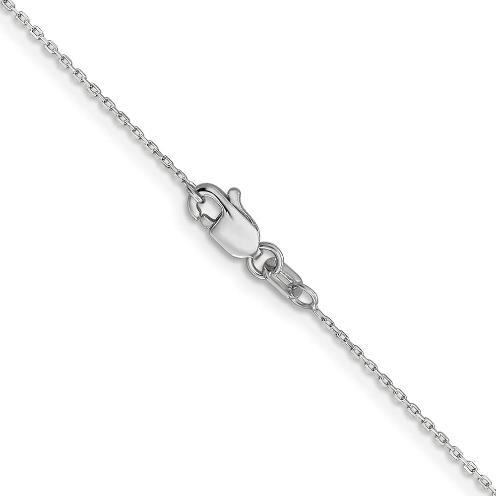10K White Gold .8 mm Diamond-cut Cable with Lobster Clasp Chain Necklace 16' to 24'