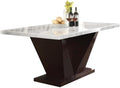 Acme Forbes Rectangular Marble Top Dining Table in White and Walnut