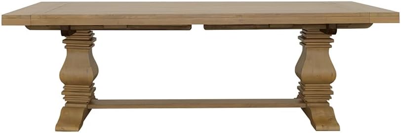 Coaster Home Furnishings - Florence - Pine Wood - Farmhouse Rectangular Dining Table with 2 Removable Leaves and Double Pedestal Base - Dining Room & Kitchen - 126 Inch - Rustic Honey - 180201