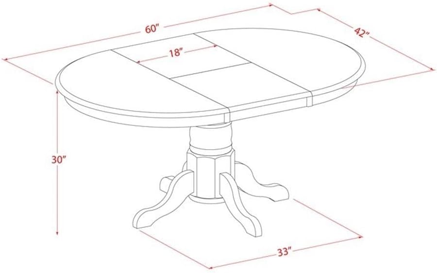 East West Furniture AVT-BLK-TP Avon Kitchen Dining Table - an Oval Wooden Table Top with Butterfly Leaf & Pedestal Base, 42x60 Inch, Black & Cherry