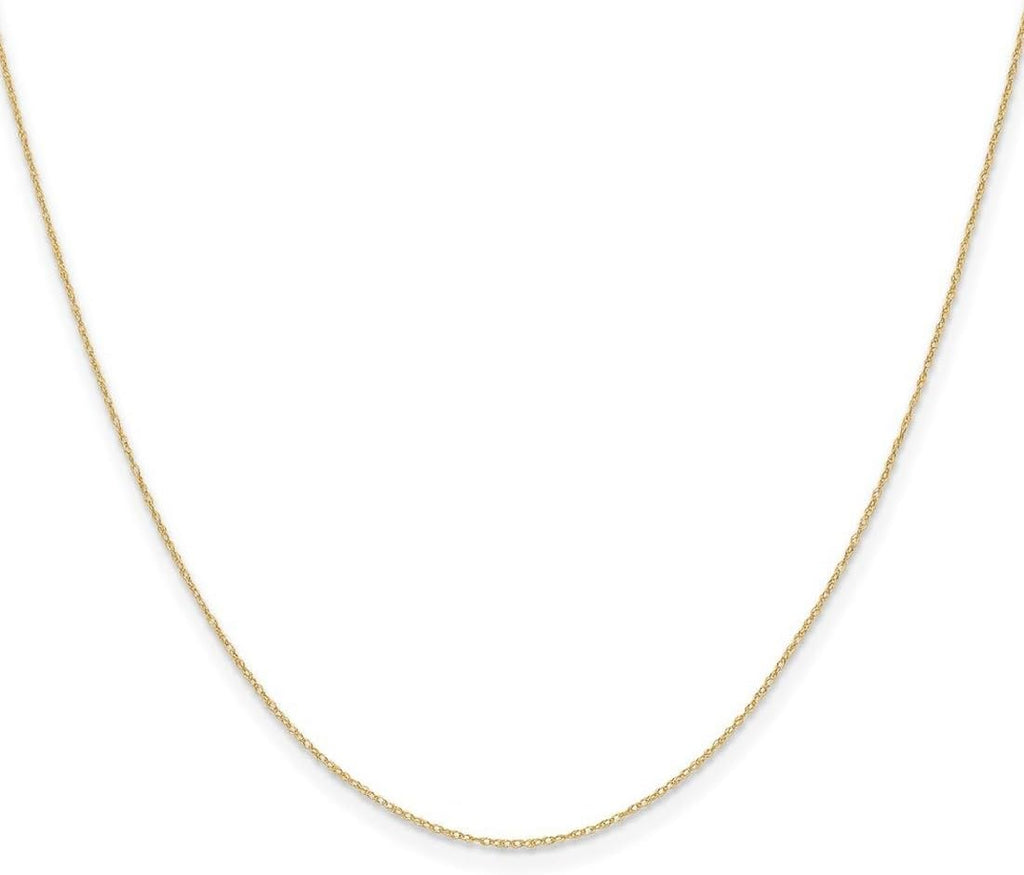 JewelryWeb 14k Solid Yellow Gold .4 mm Carded Cable Rope Chain Necklace Chain Necklace