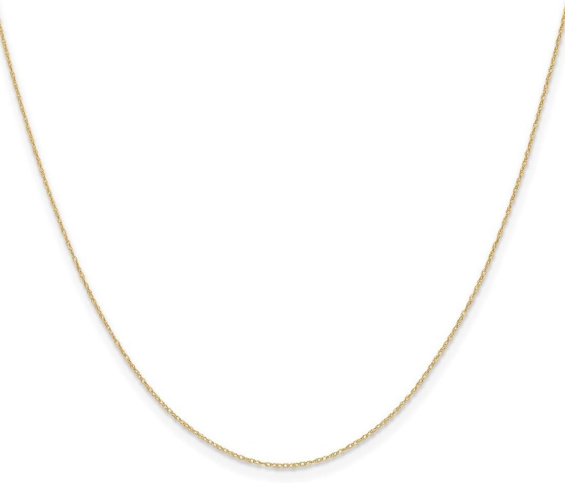 JewelryWeb 14k Solid Yellow Gold .4 mm Carded Cable Rope Chain Necklace Chain Necklace