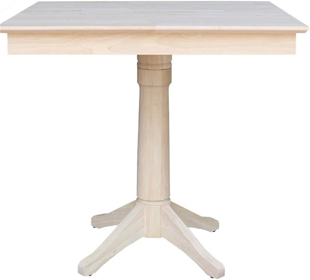IC INTERNATIONAL CONCEPTS 36' x 36' Natural Solid Wood Square Top Pedestal Table - 35.9' Height