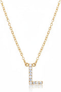 OAK & LUNA - 14K Solid Gold A-Z Initial Necklace with Diamonds – Dainty Diamond Letter Necklace – Custom Fine Jewelry Gift for Women