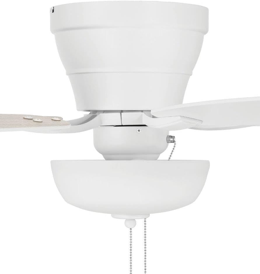 Craftmade 52' Wheeler Indoor Flush Mount 5 Blade White Finish Ceiling Fan with Single Bowl Light