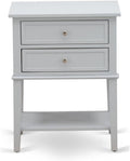 East West Furniture VL-14-ET Valencia Side Table - Rectangle Nightstand with 2 Drawers for Bedroom, 16x22 Inch Inch, Urban Gray