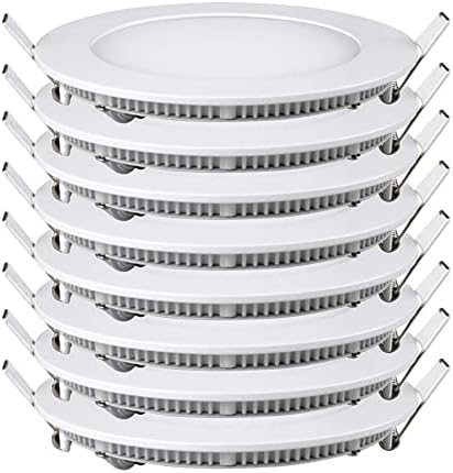8 Pack Ultra Thin LED Recessed Lighting, 2.5-8 Inch, 3W-18W Adjustable Color Temperature 3000K/6000K, Flush Mount Ceiling Fixtures, Indoor Spotlights for Closet, Kitchen, Living Room
