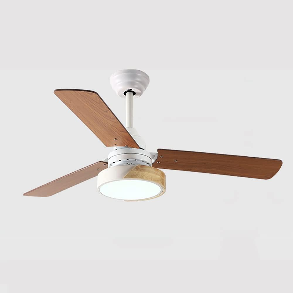 Wood Remote Ceiling Fan with Lights 42 Inch Dimmable Ceiling Fan Light 6 Speed LED Bedroom Living Room Ceiling Fan 3-Blade Outdoor Ceiling Fans for Patios with Light