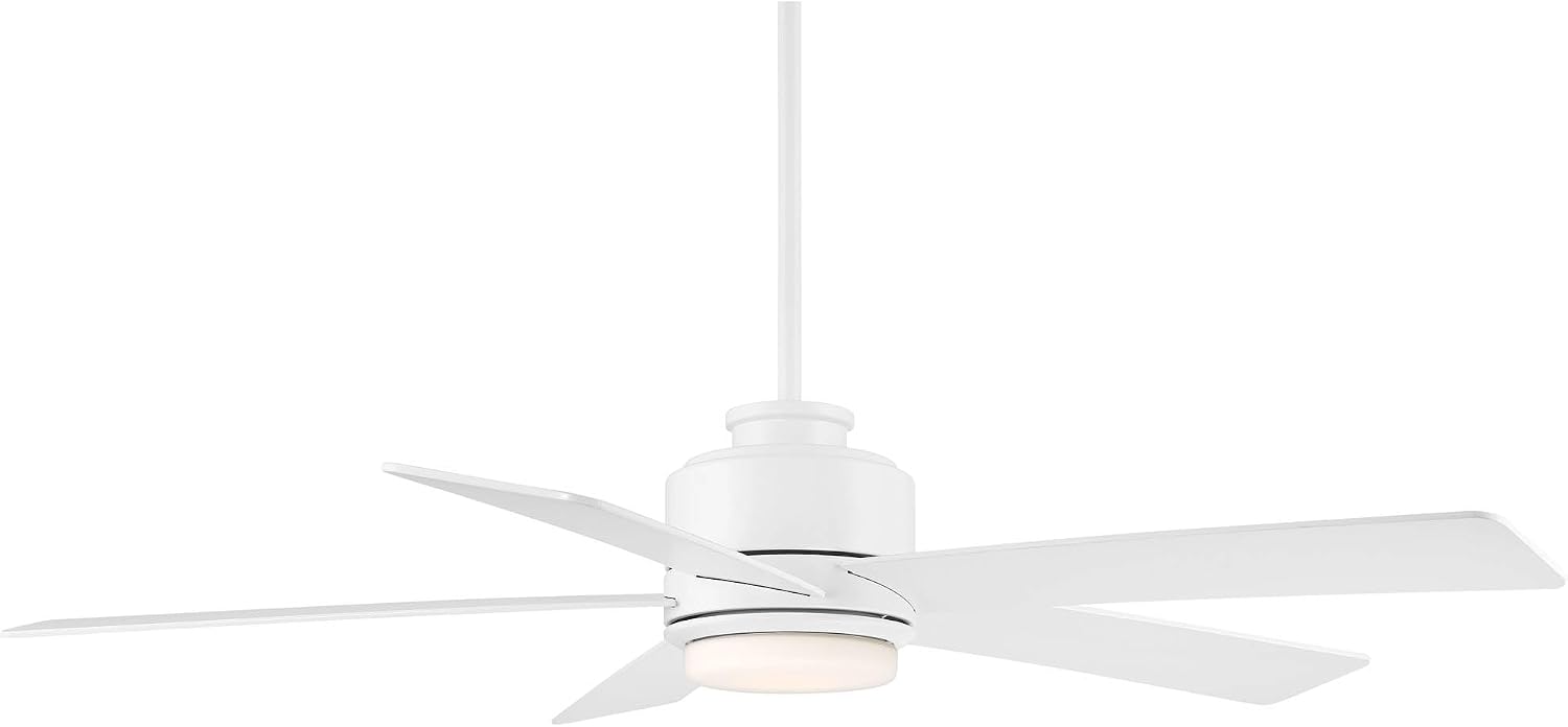 Casa Vieja 52' Grand Palm Modern Indoor Outdoor Ceiling Fan 5 Blade LED Light Remote Control Matte White Finish Wood Blades Bedroom Patio Living Room Kitchen Porch Damp Rated Decorative Dimmable