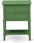 East West Furniture VL-12-ET Valencia Night Stand - Rectangle End Table with 2 Drawers for Bedroom, 16x22 Inch Inch, Clover Green