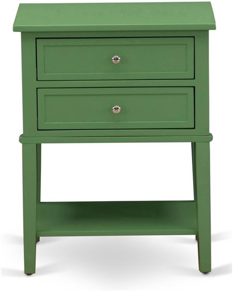 East West Furniture VL-12-ET Valencia Night Stand - Rectangle End Table with 2 Drawers for Bedroom, 16x22 Inch Inch, Clover Green