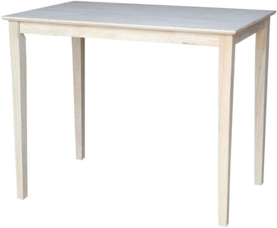 International Concepts Table Top Solid with Wood Bar Height Shaker Legs, 30 by 48-Inch, Unfinished