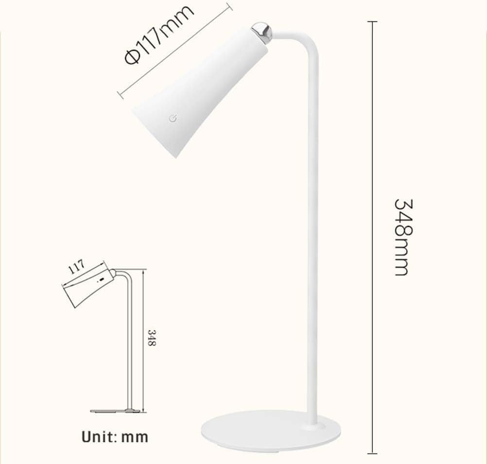 Rechargeable Led 3w Indoor Table Lamp Trumpetshaped Spotlight Magnetic Adjustable No Power Cord Bedroom Study(White)