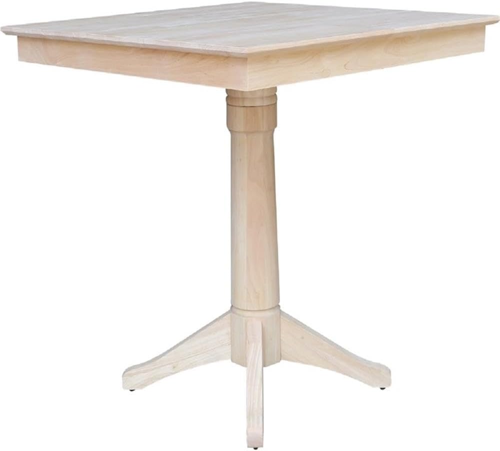 IC INTERNATIONAL CONCEPTS 36' x 36' Natural Solid Wood Square Top Pedestal Table - 35.9' Height