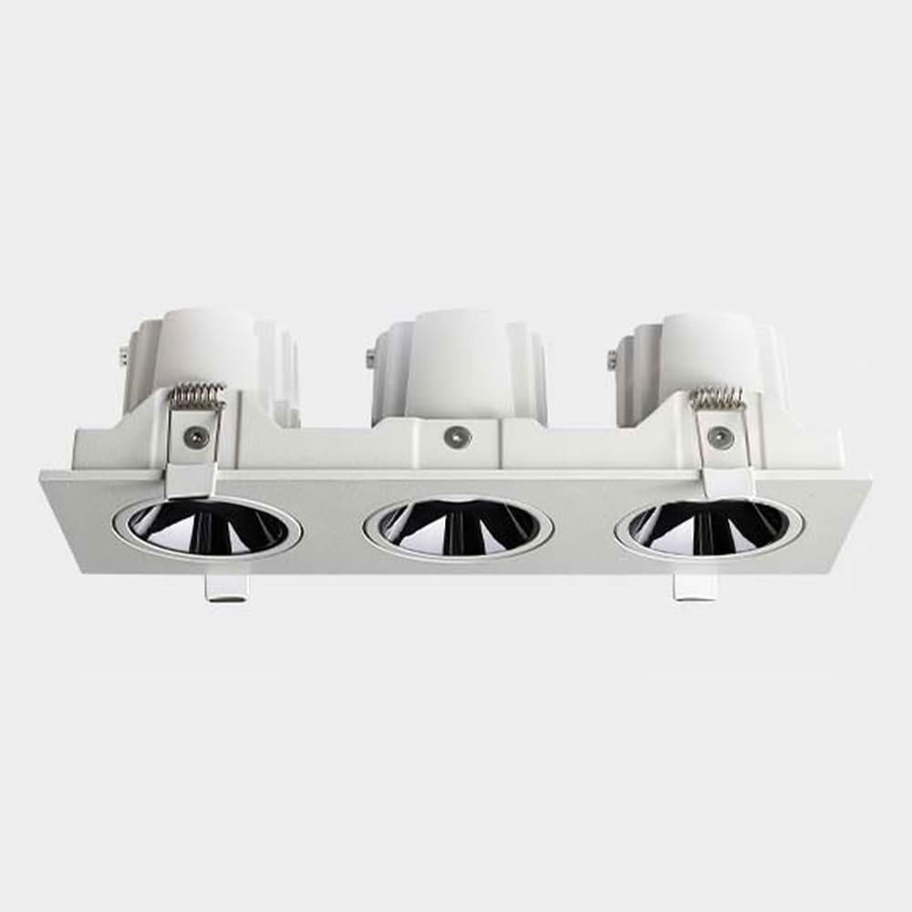 3-Light LED Ceiling Spotlight - Indoor Flush Mount Downlight, Rectangular Aluminum Lamp, Directional Spotlights for Living Room and Bedroom