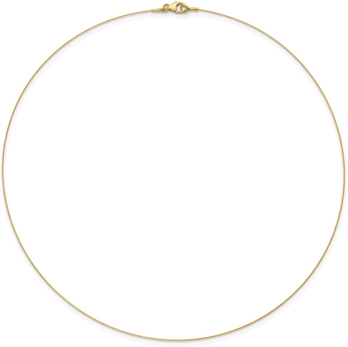 JewelryWeb Italian Solid 14K Yellow Gold Twist Cable Collar Necklace – 0.50mm Dainty Omega Neck Wire – 16' or 18' Choker Chain – Real Gold