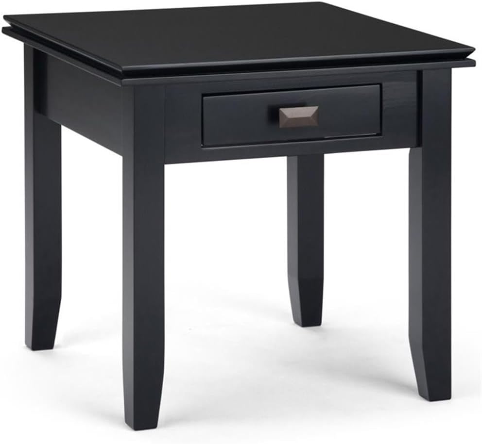 SIMPLIHOME Artisan SOLID WOOD 21 inch Wide Square Transitional End Side Table in Black for the Living Room and Bedroom