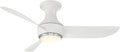 Modern Forms Corona Smart Indoor and Outdoor 3-Blade Flush Mount Ceiling Fan 44in Brushed Nickel White 3500K LED Light Kit and Remote Control works with Alexa and iOS or Android App