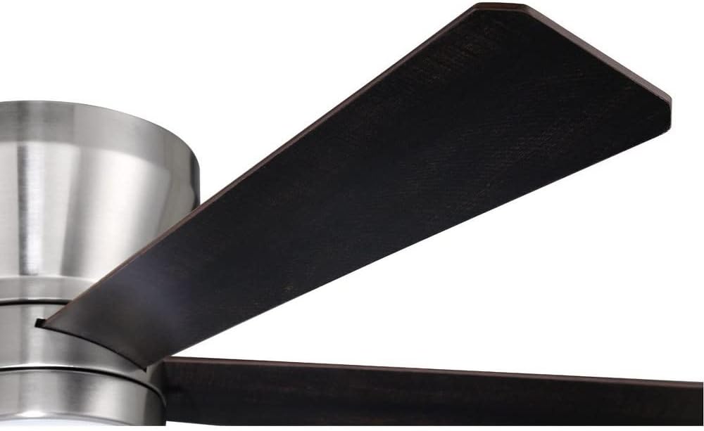 Craftmade 52' Merit MER52BNK5 Hugger/Flushmount, Indoor, Reversible Ceiling Fan, Brushed Polished Nickel Finish, Black Walnut/Grey Walnut Blades Included, Integrated 18W dimmable LED Light Included